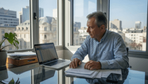 Un chef dentreprise en train dexaminer les documents relatifs à la protection des données personnelles