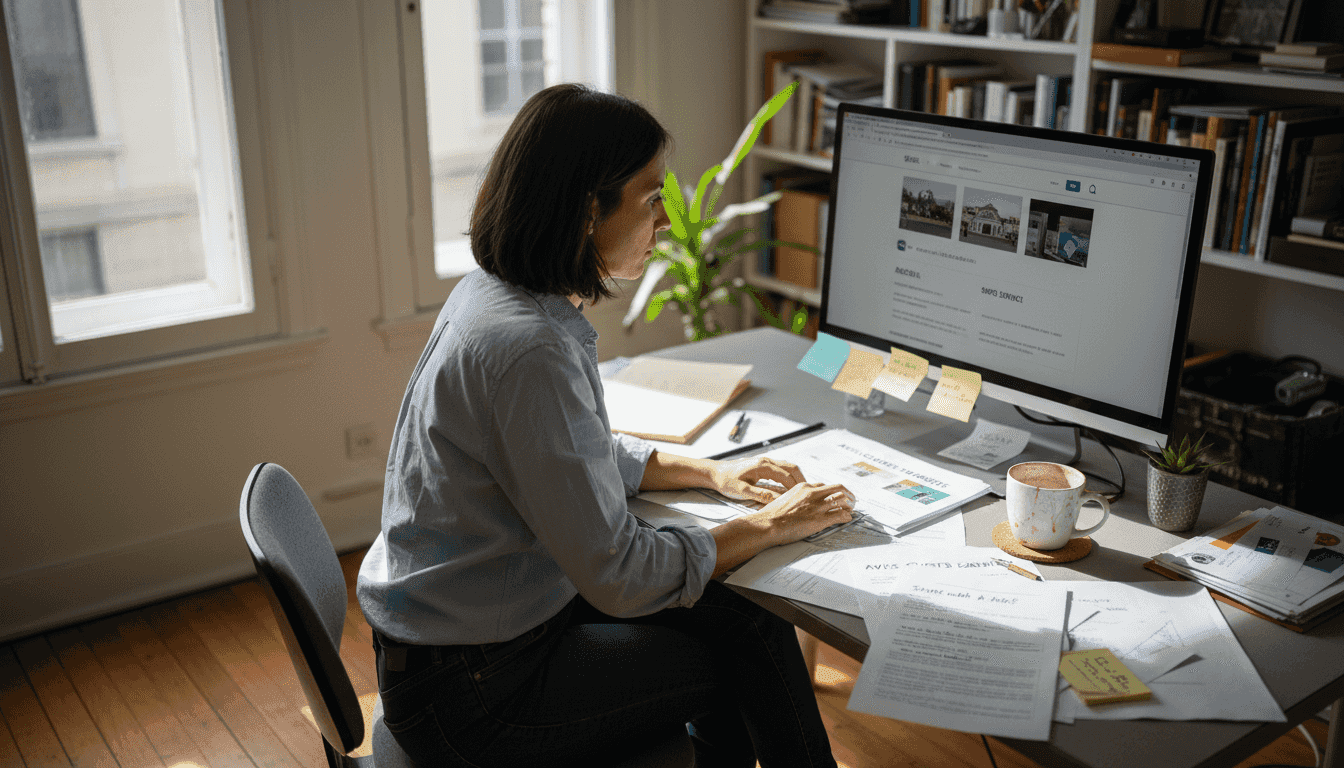 Entrepreneur en pleine optimisation de sa visibilité en ligne