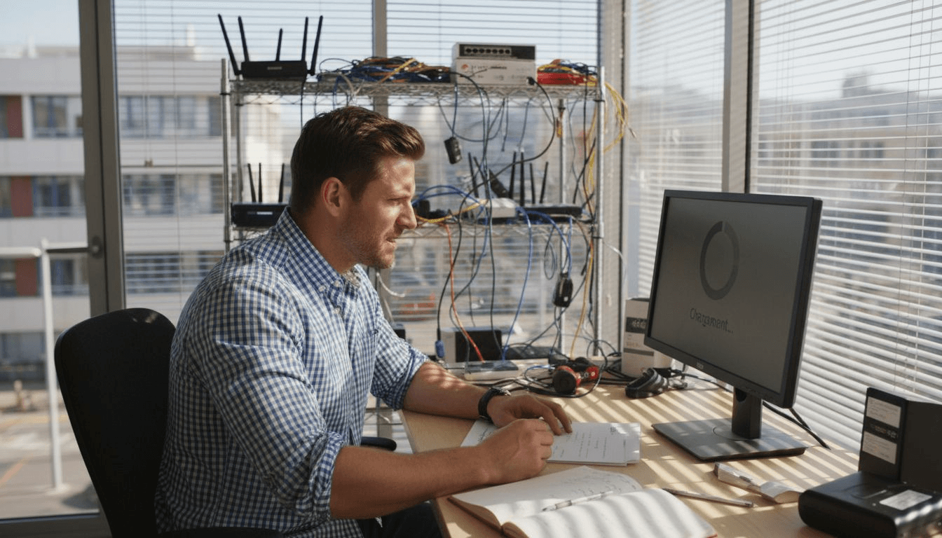 Un patron de petite entreprise exaspéré par la lenteur de son site internet.