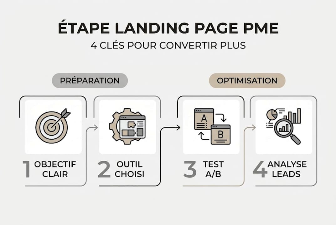Les étapes incontournables pour concevoir une landing page efficace dédiée aux PME, présentées en infographie