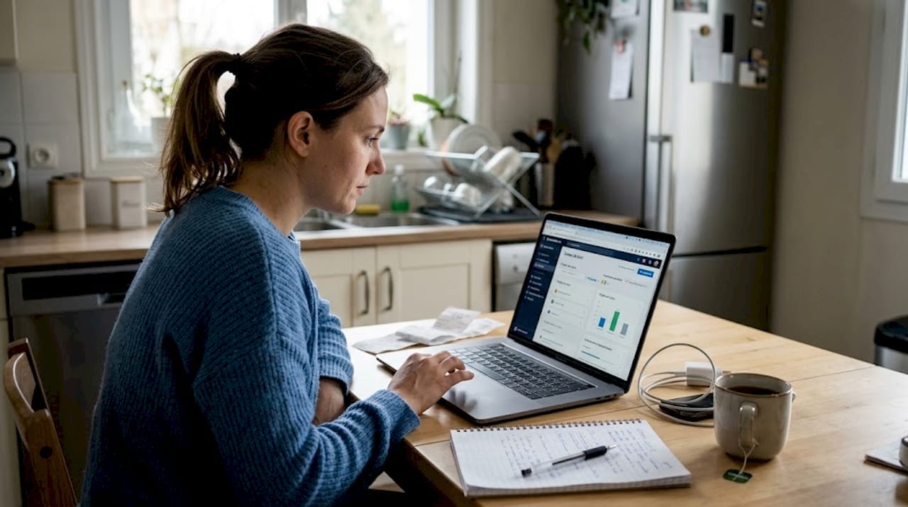 Une entrepreneure passe en revue les outils numériques depuis chez elle pour optimiser son activité