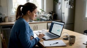 Une entrepreneure passe en revue les outils numériques depuis chez elle pour optimiser son activité