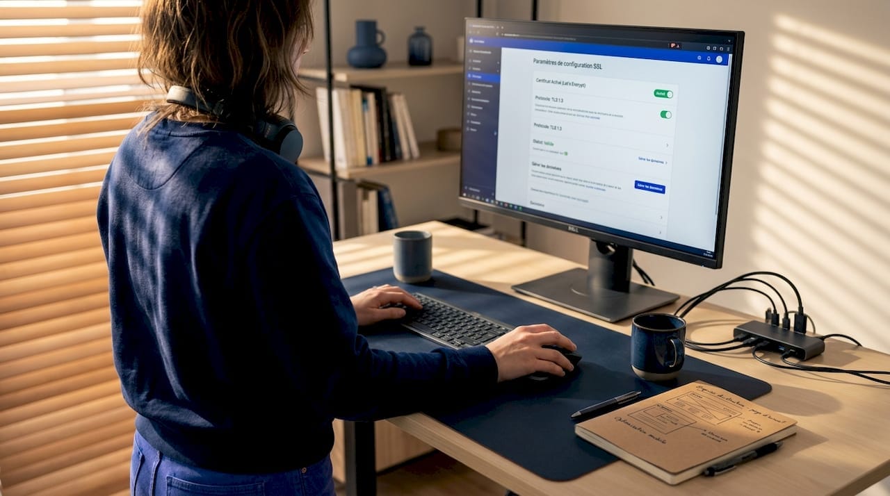 Un développeur configure un certificat SSL depuis son poste de travail.