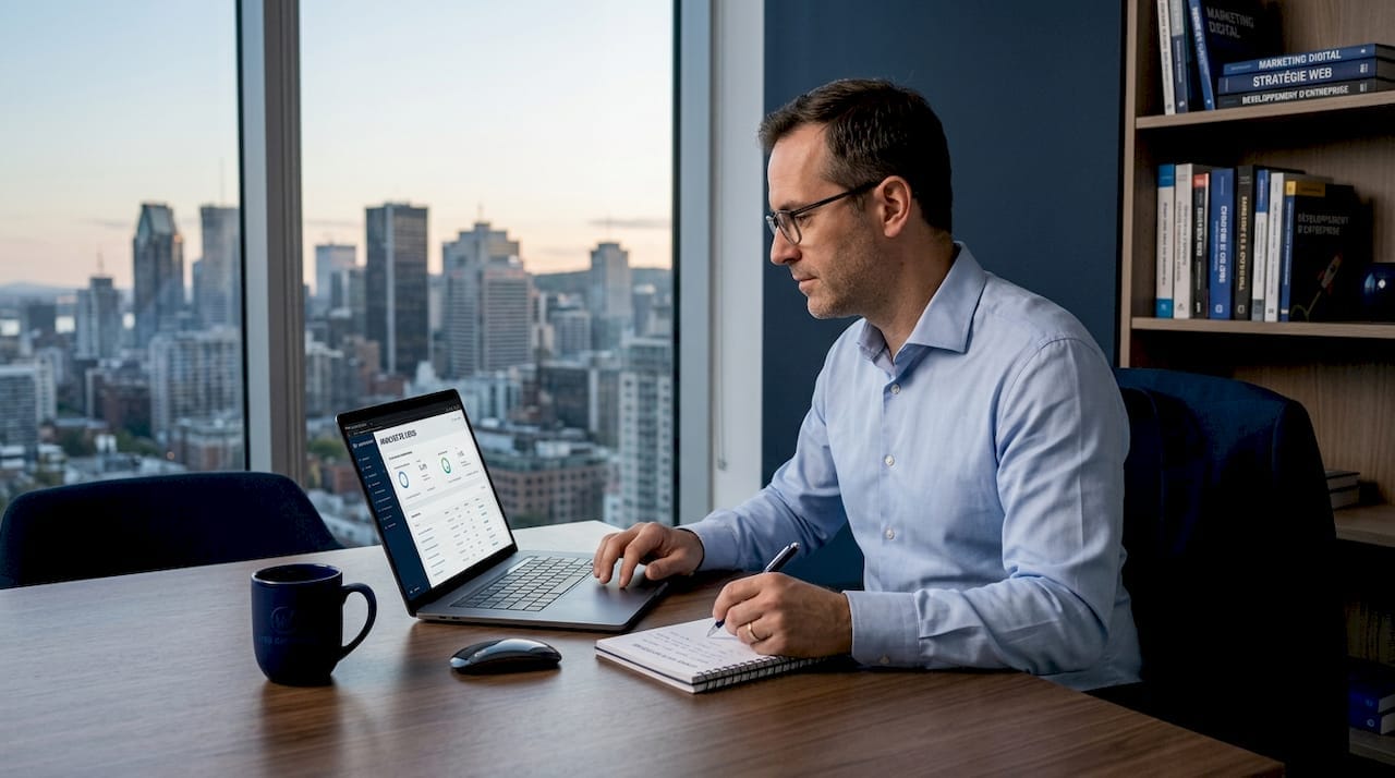 1778416486105ChefPMEtravaillantaunetlinkingasonbureau ITPascaud Un dirigeant de PME en pleine session de netlinking concentré devant son ordinateur