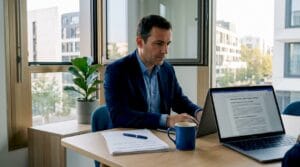 Un professionnel en entreprise en train de veiller au respect du RGPD