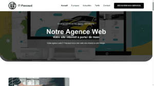 Hero banner for IT Pascaud with the title Notre Agence Web and subtitle Votre site internet à porter de main over a darkened background image of a computer screen