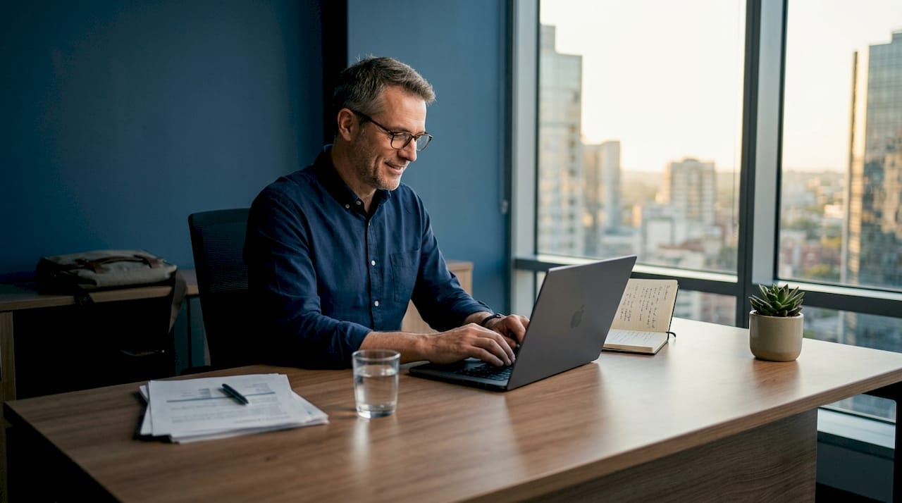 Chef d’entreprise en pleine création de site internet pour sa PME
