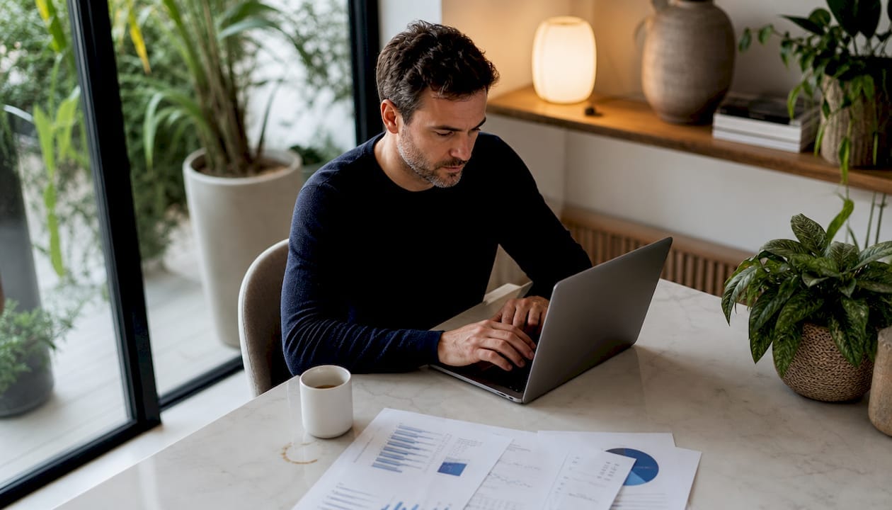 Dirigeant de PME en train d’analyser les rapports d’optimisation de son site internet