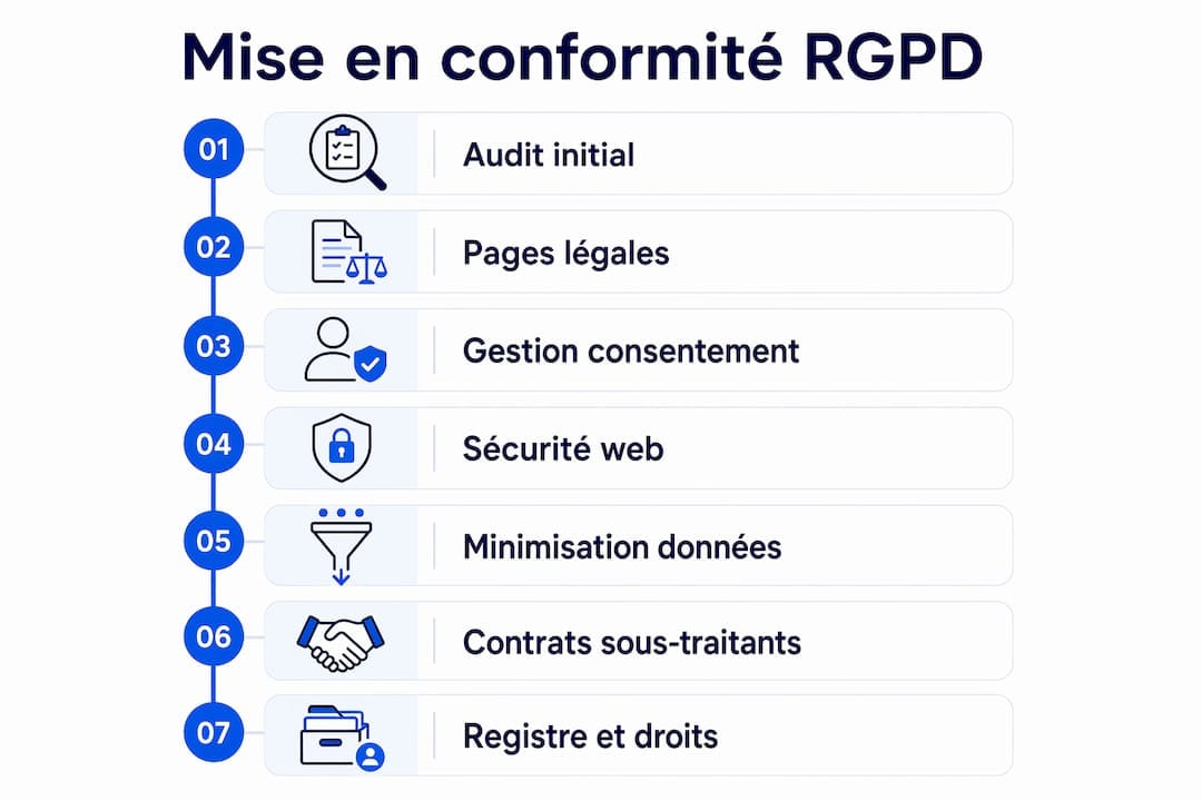 Infographie : les grandes étapes pour se mettre en conformité avec le RGPD