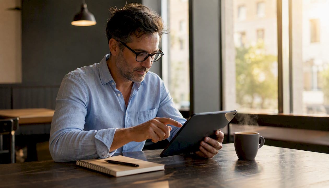 Un professionnel en train de travailler sur un outil de gestion de contenu