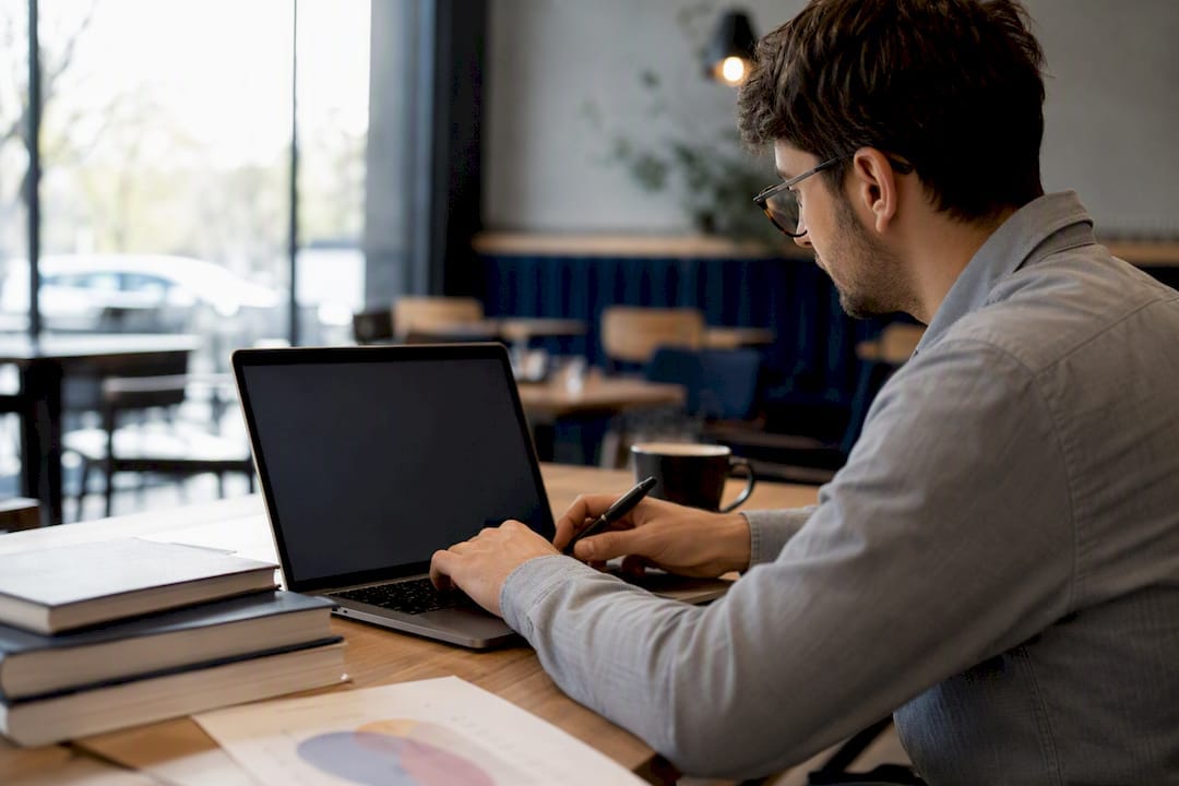 Mains en train de modifier du code JSON-LD sur un ordinateur portable