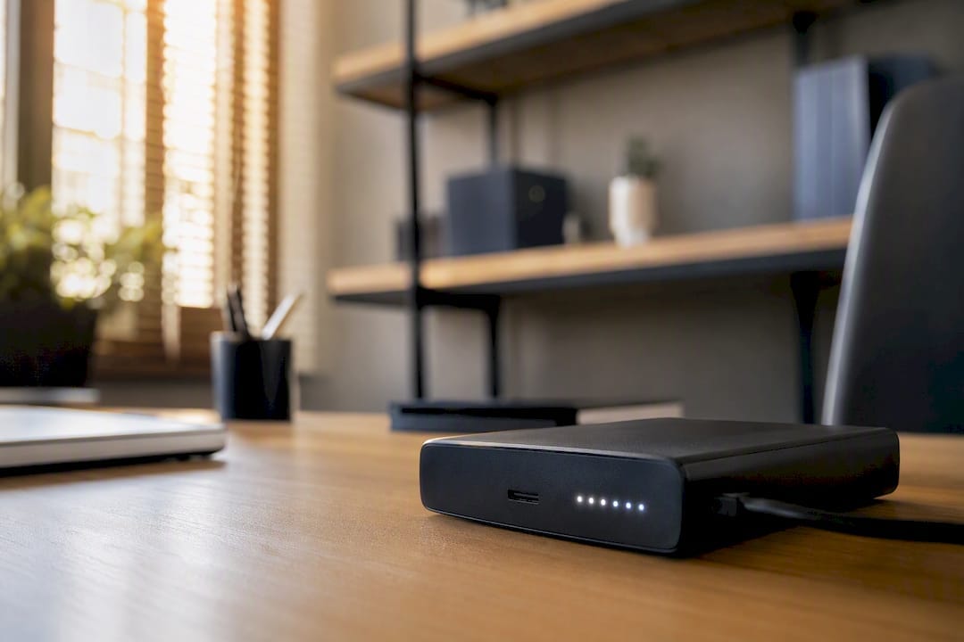 Disque dur externe gros plan sur l'indicateur de disque plein